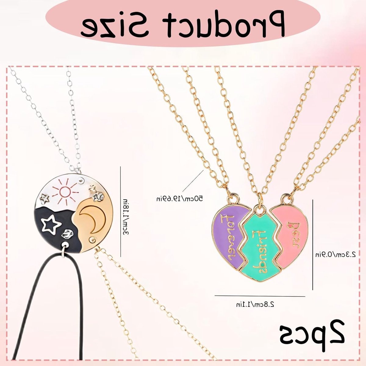 Vriendschap ketting set voor 3 personen, magnetische hart hangers, 6 stuks, ideaal cadeau voor beste vriendinnen, verjaardag en jubileum, trendy sieraad voor elke gelegenheid