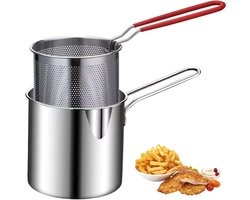 Kleine Frituur Pan - Friteuse - 304 Roestvrij Stalen Diepe Friteuse met Mand - Multifunctionele…