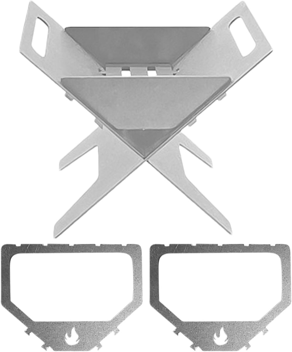 Draagbare Houtkachel - Compacte Grill - Outdoor Koken - Titaniumlegering Structuur - 11.9 x 9.4 x 4 cm - Zilver