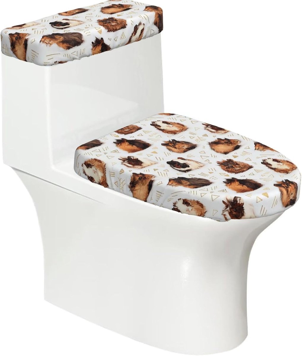 Toiletbrilhoezen Set - Zachte Dekselhoezen - Badkamer Decoratie - Elastische Pasvorm - 2 stuks - Zwart