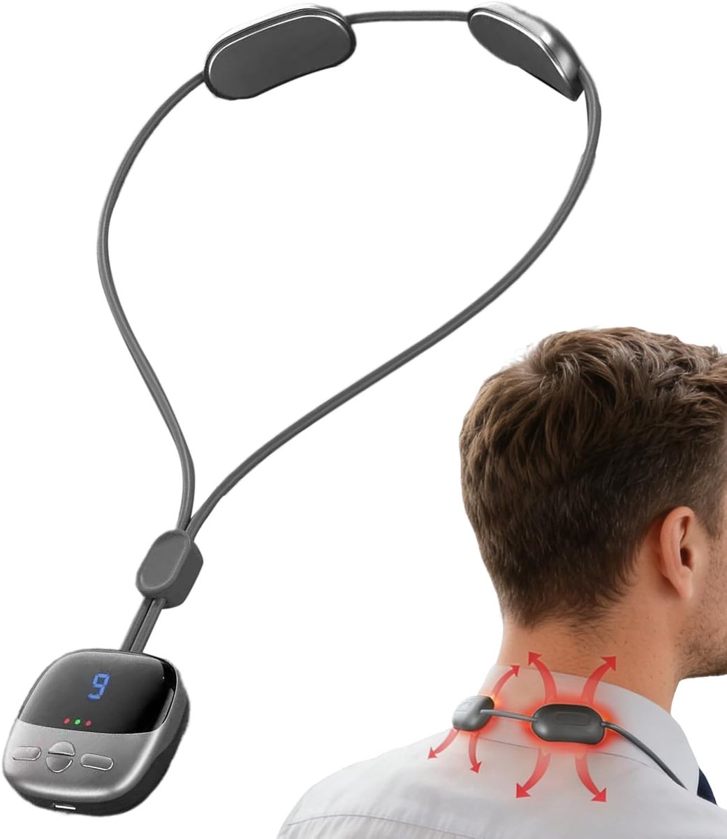 Nekmassageapparaat met warmte - Nekontspanning - Spierontlasting - Drie intelligente modi - 19 x 14 cm - Wit