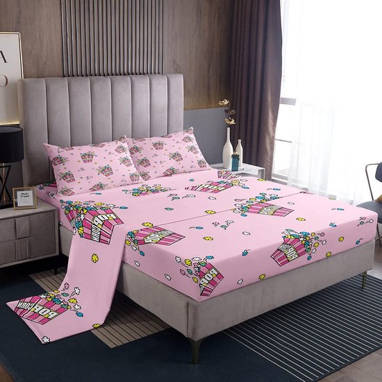 Beddengoed Set - Kinder Lakens - Slaapkamer Decoratie - Diepe Pocket Hoeslaken - Dubbel Formaat - Veelkleurig