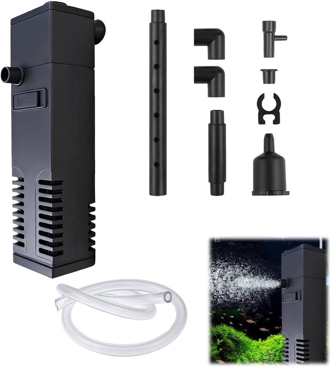 Aquariumfilter 600L/H - Aquarium Filter Pomp - Zuurstofpomp - Zwart