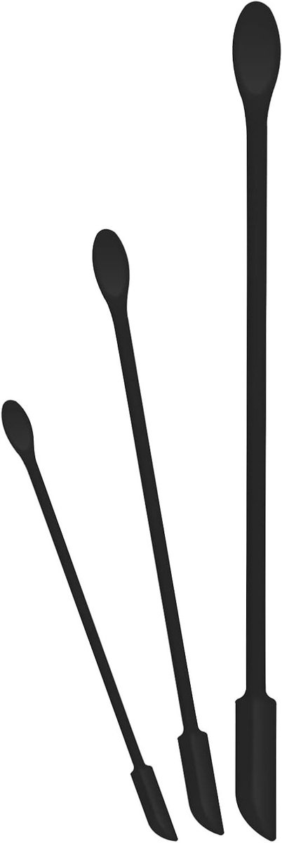 Drie Stuks Multifunctionele Make-up Spatels - Dubbelzijdige Siliconen Mini Set voor Cosmetica, Keuken en Dunne Flessen (Zwart, 3 Maten)