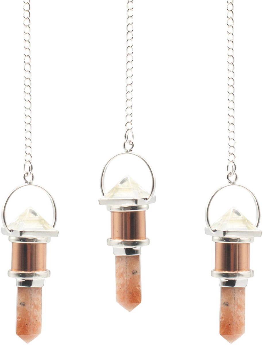 The Moon Chamber- Combo Piece Copper Pendulum - Clear Quartz & Sunstone