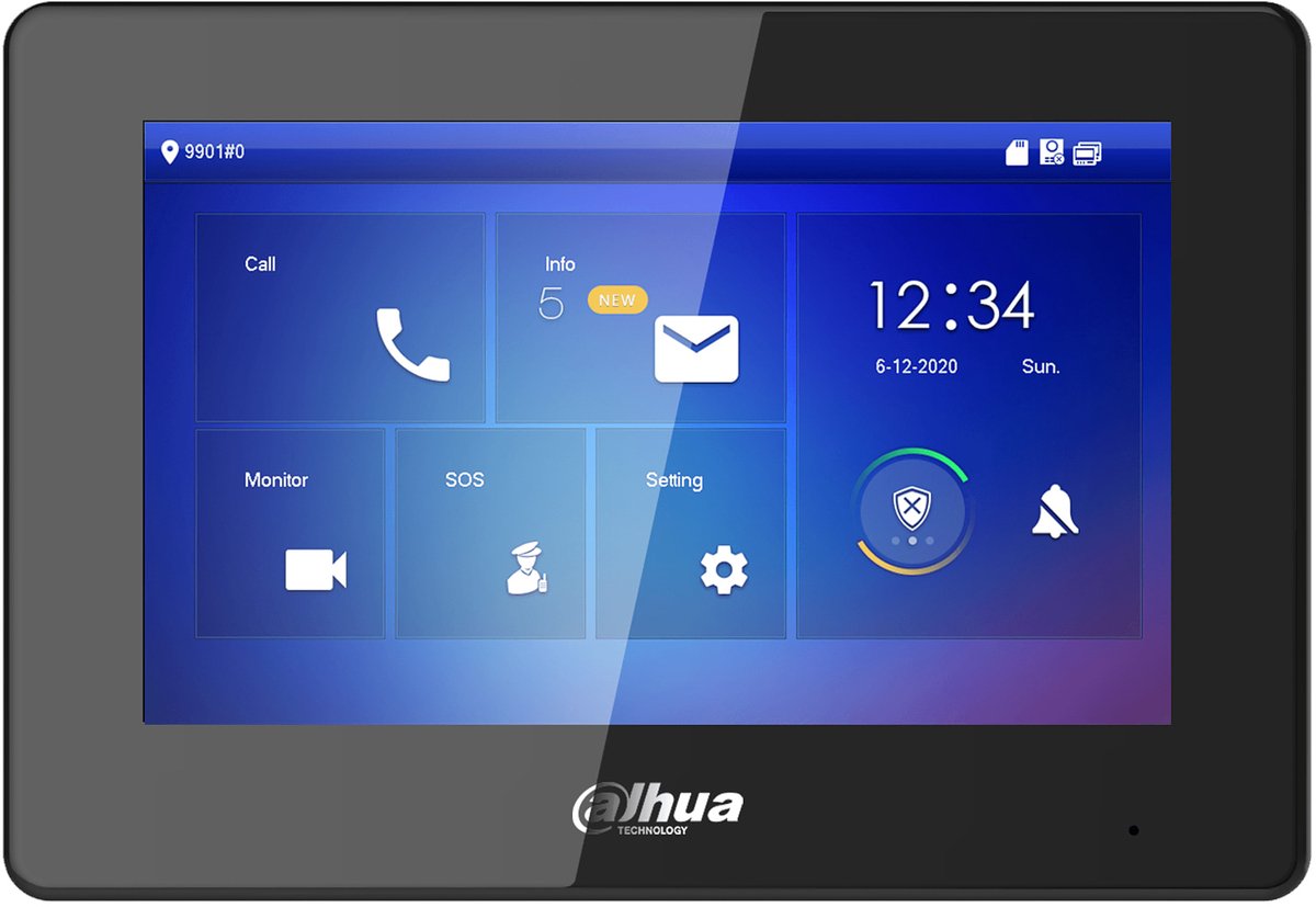 Dahua VTH5422HB Serie - Bedieningspaneel - 7 Inch Touchscreen - 2-Wire/PoE - Zwart