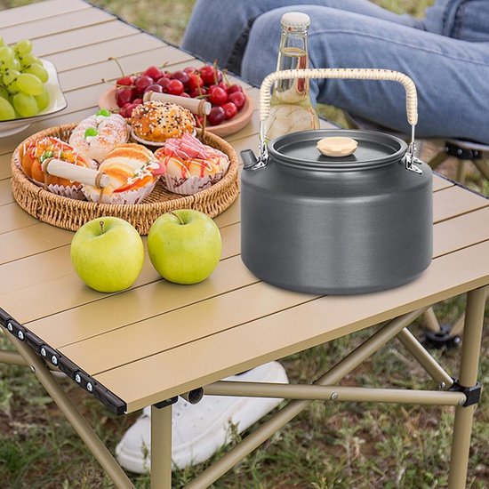 Camping Waterkoker - Theepot Buiten - Outdoor Koken - Ergonomisch Handvat - 1.1L - Grijs — afbeelding 3