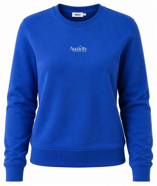 Koningblauw sweatshirt met op de borst het 'Audacity' logo.