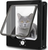 Kattenluik Zwart - met Tunne en Magnetische Sluiting - 4 Vergrendelingsstanden - Weerbestendig - 27 x 23,5 x 5,5cm