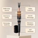 Diagram van automatische krultang: gelijkmatige warmte, keramische coating, anti-klit, 360° draaikabel.