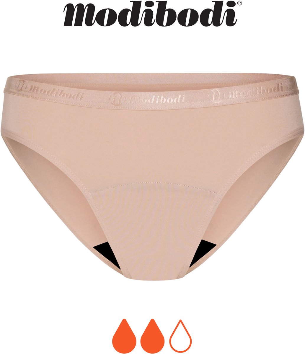 Modibodi Menstruatie Ondergoed Normaal Absorberend Lekvrij voor Dames Klassieke Bikinislip Cashew 40