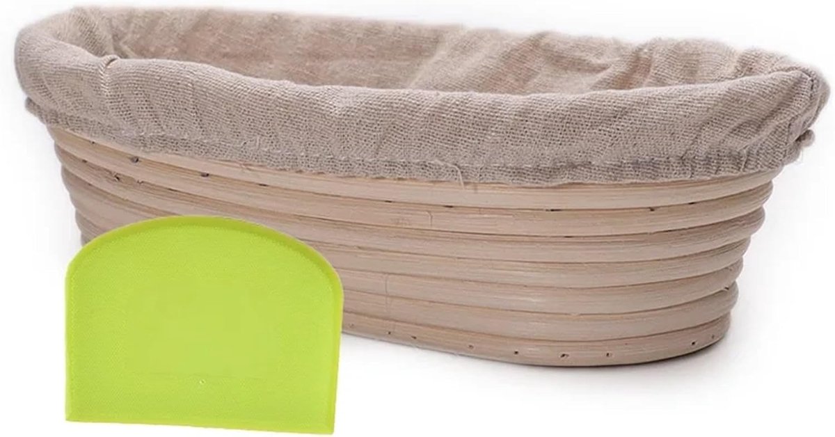 Broodmand Rotan - Rijsmand Deegmand - Brood Bakken - Natuurlijk Ademend Materiaal - 25 x 15 x 8 cm - Houtkleur