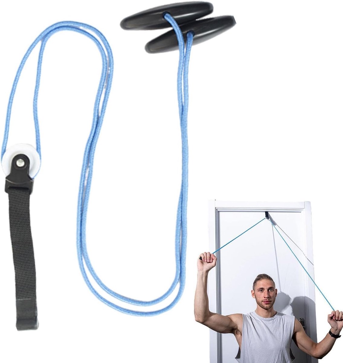Schoudertrainer - Armschijf - Therapie Thuis - Ergonomisch Ontwerp - 200 cm Touw - Blauw