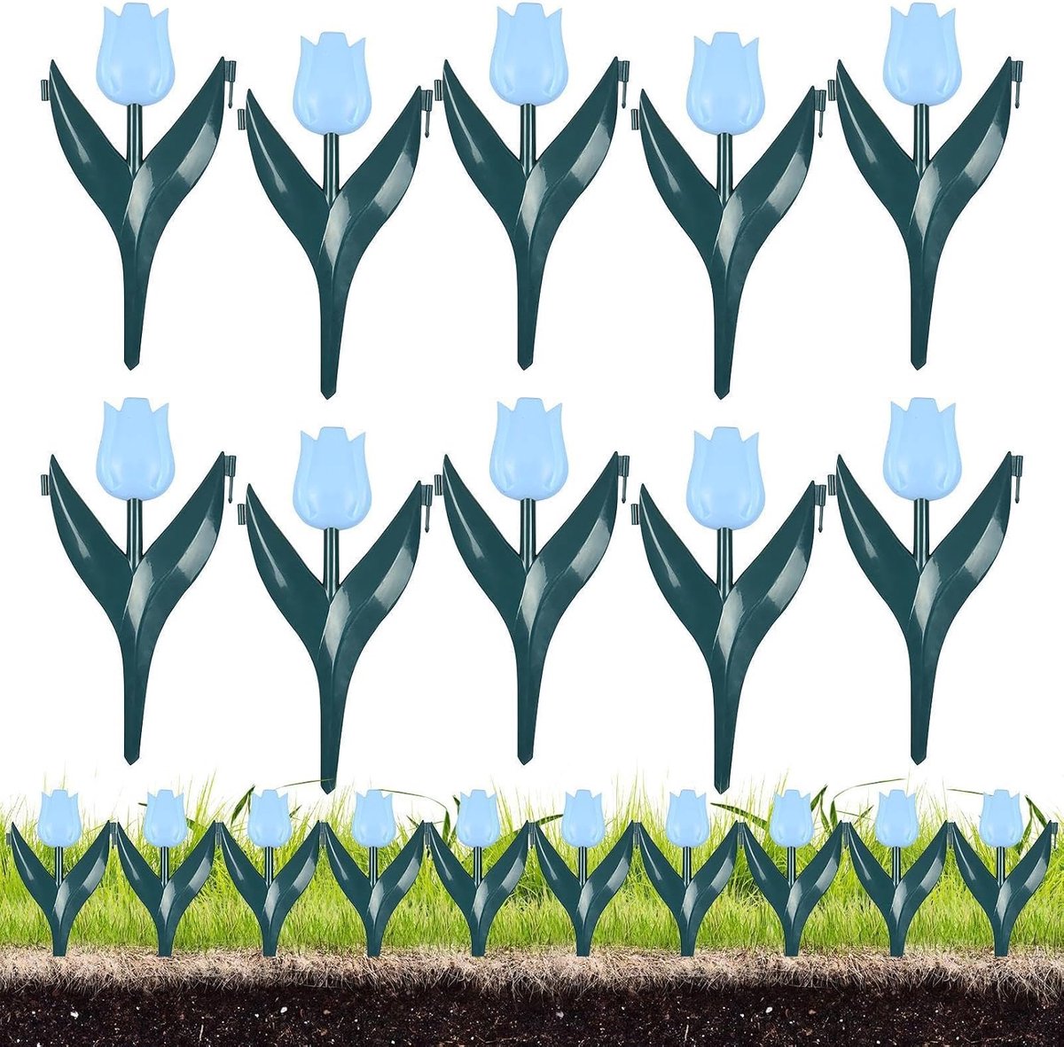 Landschapskanten Set - Bloemenranden Decoratief - Tuin Afscheiden - Eenvoudige Installatie - 10 Stuks - Blauw