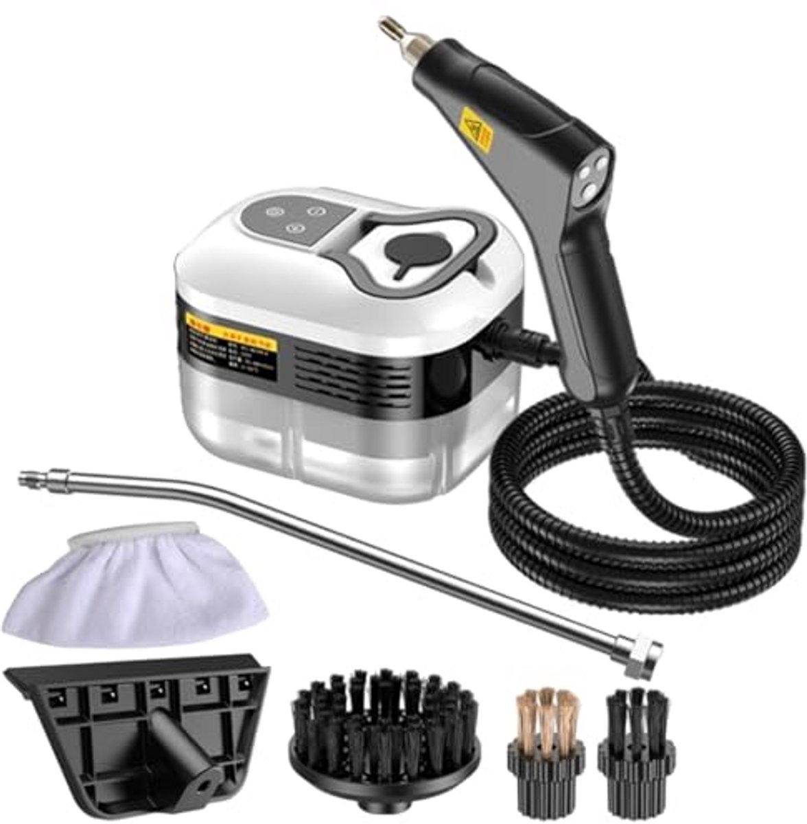 VONKELIOS®1500W Handgedrukte Stoomreiniger, Hogetemperatuurstomer met 6 Instelbare Niveaus, 1200ML Watertank, Snelle Opwarmtijd, Voor Keuken, Badkamer, Auto en Voegreiniging (Wit)