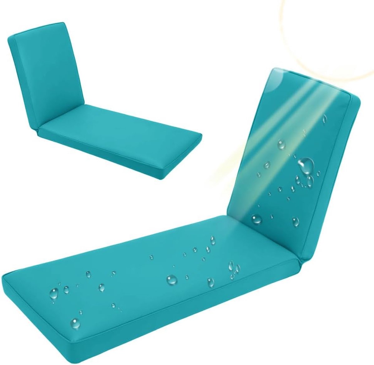 Ligstoelkussen Waterdicht - Tuinkussen Dekbed - Buiten Ontspannen - Verwijderbare Ritshoezen - 183x53x8cm - Smaragdgroen