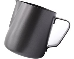Opschuimbeker RVS - Melkopschuimer Kan - Latte Art Creëren - Scherpe Snavel Uitloop - 400ML - Zwart