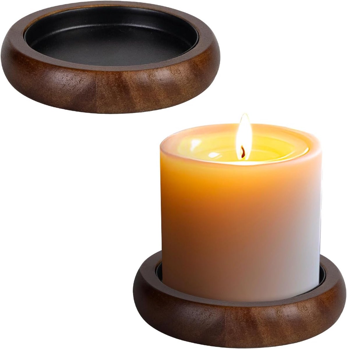 Kaarsenhouder Set - Houten Standaard - Sfeervol Decoreren - Handgemaakt Rustiek Design - Set van 2 - Bruin