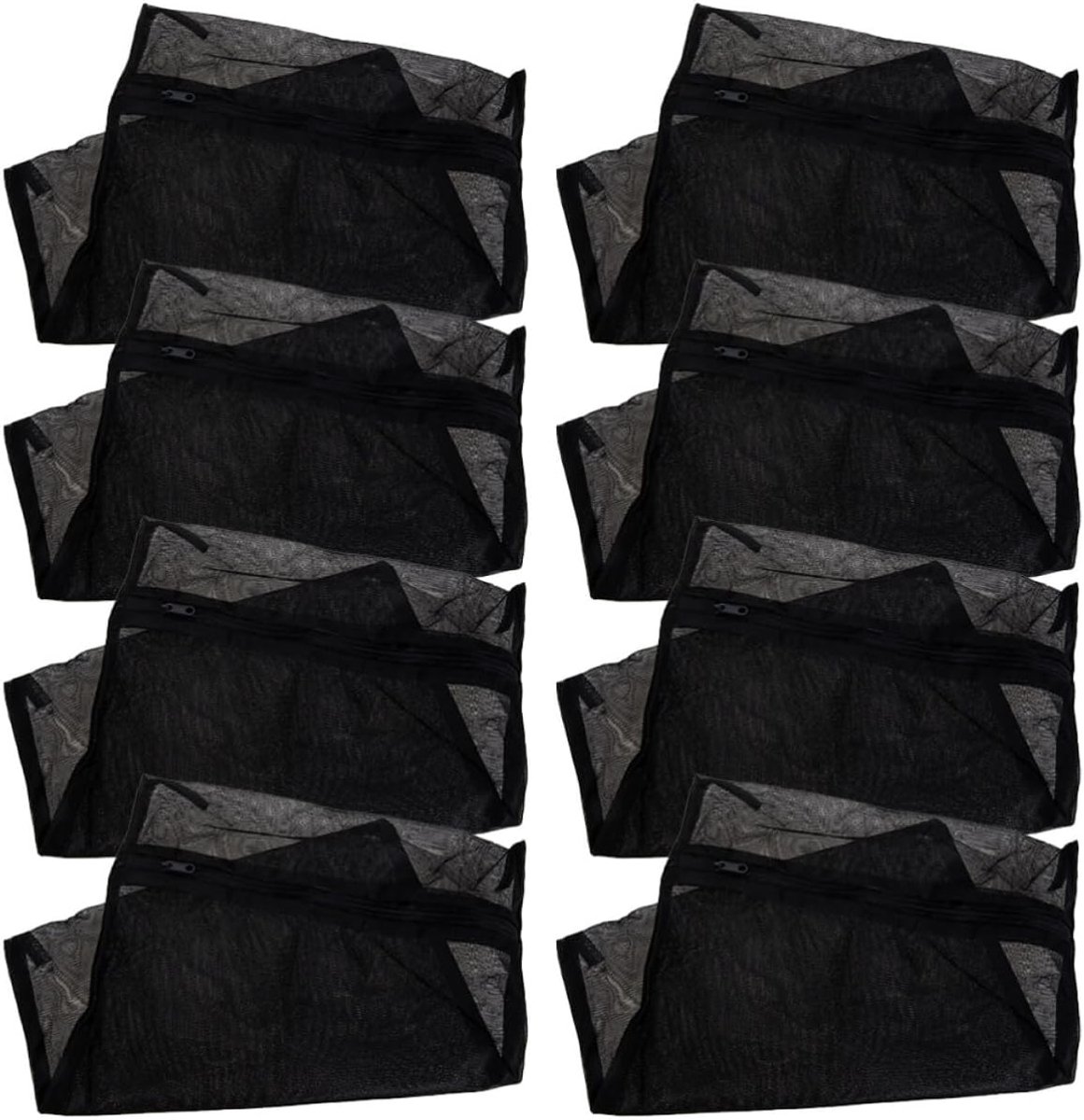 Waszakken Fijn Mesh - Polyester Zakjes - Delicate Kleding Wassen - Beschermt Tegen Haken - 8 Stuks - Zwart