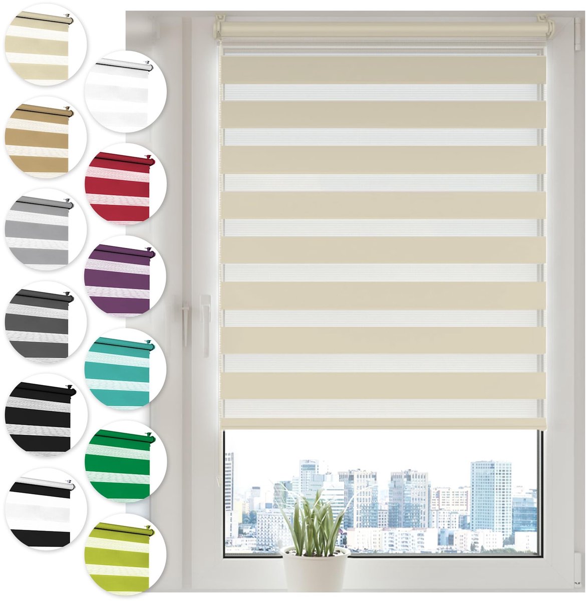 Dailygoods- Duorolgordijn zonder boren - Verduisterend - 80cm x 130cm - Klemmfix - Lichtinval instelbaar - 100% polyester - Rolgordijn