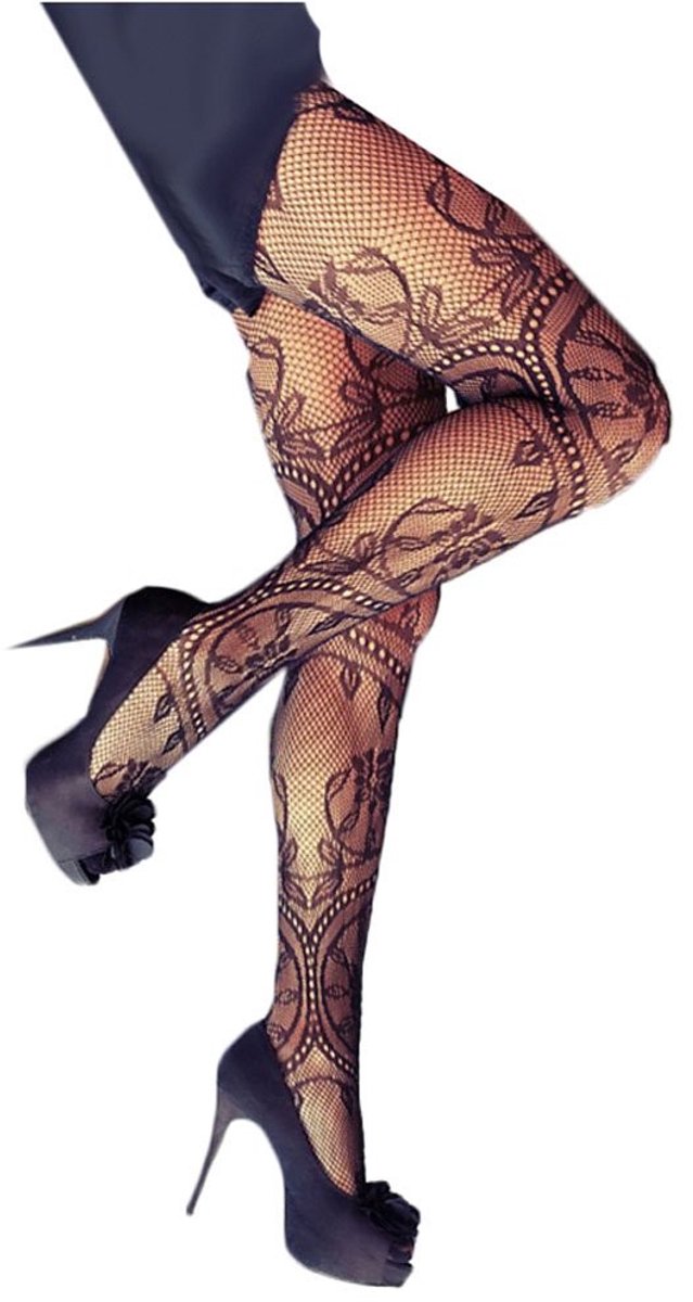 Dailygoods- Netpanty met bloemenpatroon - Zwart - One size - 1 stuk - 100% gloednieuw - Panty