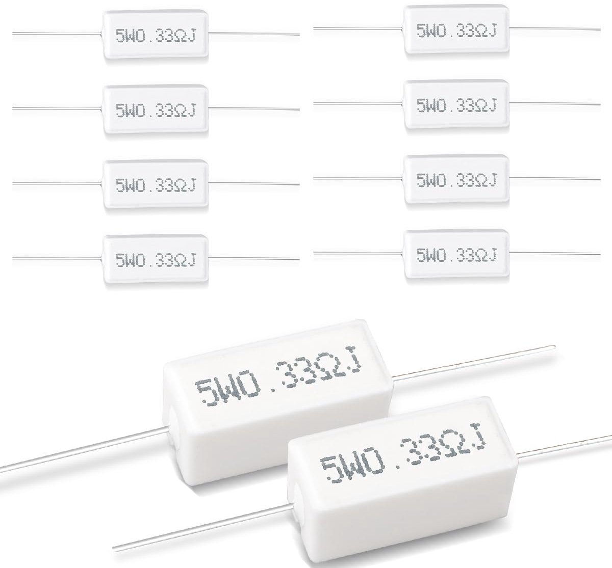 Keramische Weerstand - Component Weerstand - DIY Projecten - Stabiele Prestaties - 10 Stuks 5W - Grijs