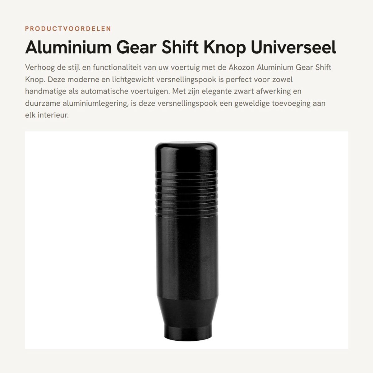 Dailygoods - Aluminium Gear Shift Knop - Universeel voor Handmatige en Automatische Voertuigen - Verhoogt Rijcomfort - Zwart - Modern en Duurzaam - Ge...