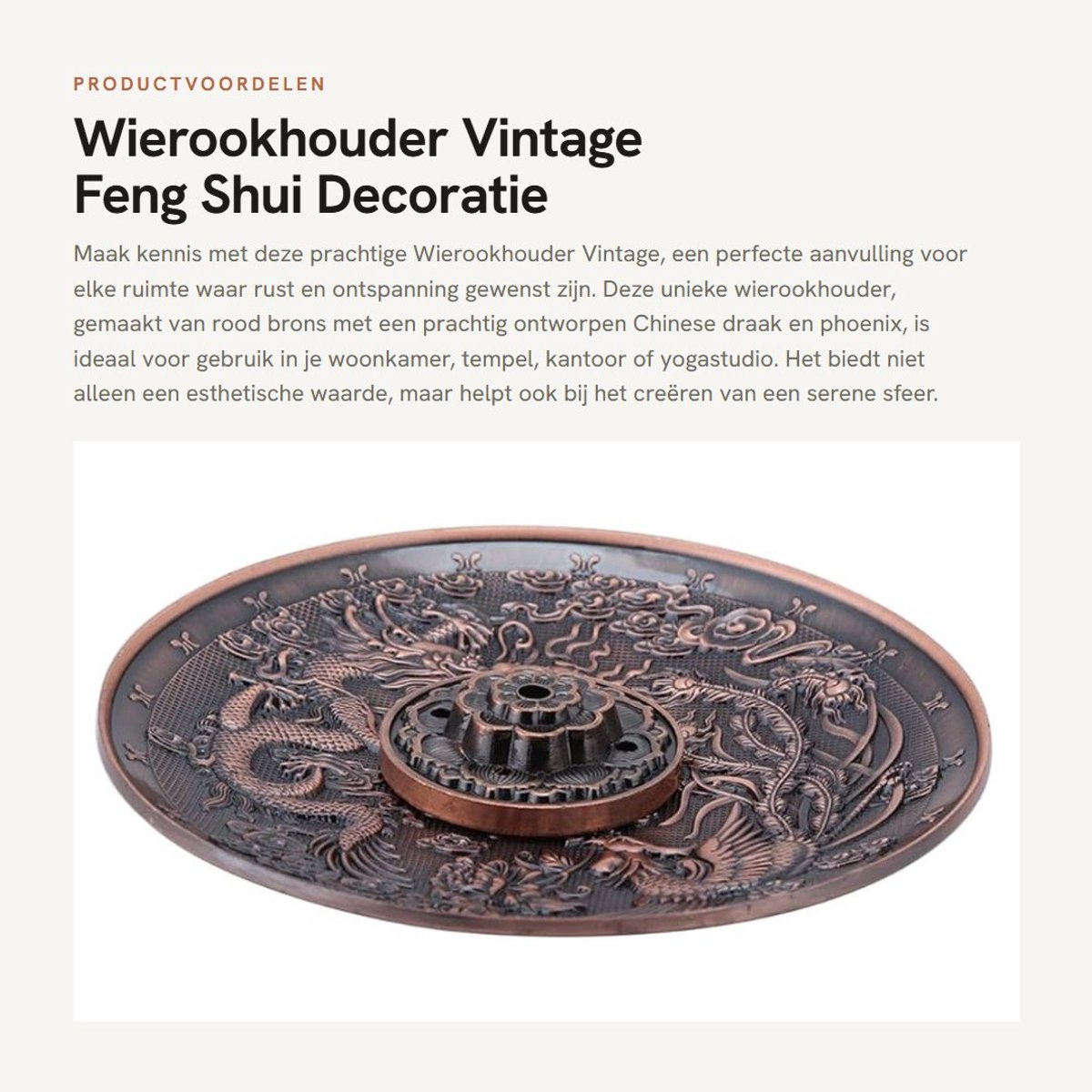 Dailygoods- Wierookhouder Vintage - Wierook Brander - FengShui Decoratie - Chinese Draak/Phoenix - Roestvrij Staal - Decoratie voor Woonkamer/Yogastudio - Wierookbrander