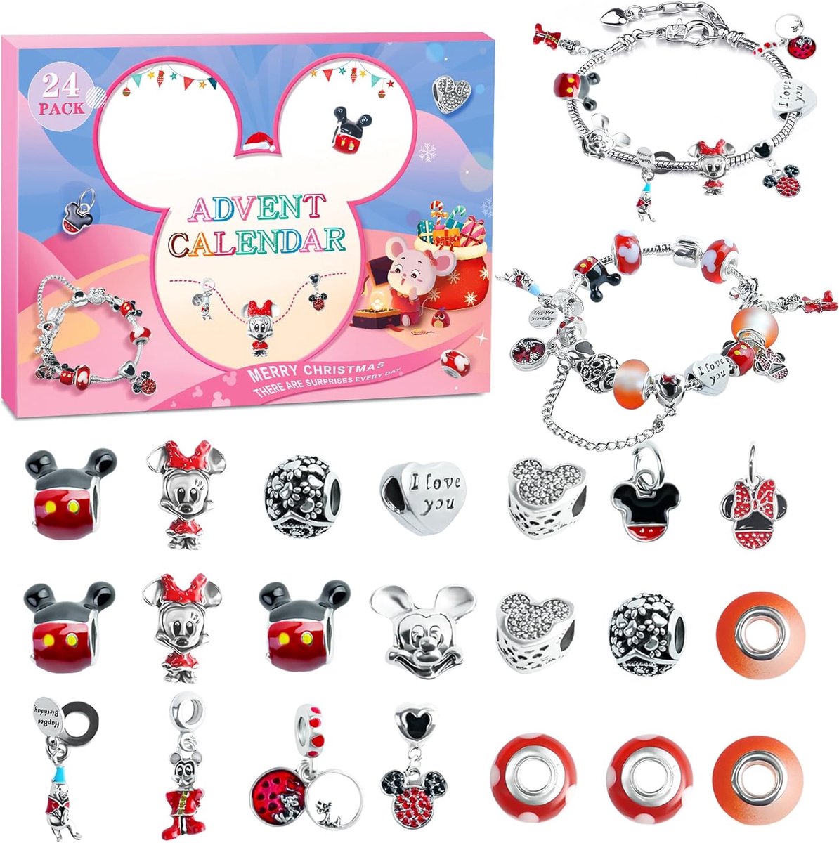 Kerst Adventskalender - Aftelkalender Kinderen - Sieraden Maken - 22 Bedeltjes Inclusief - 24 Dagen - Kleurrijk