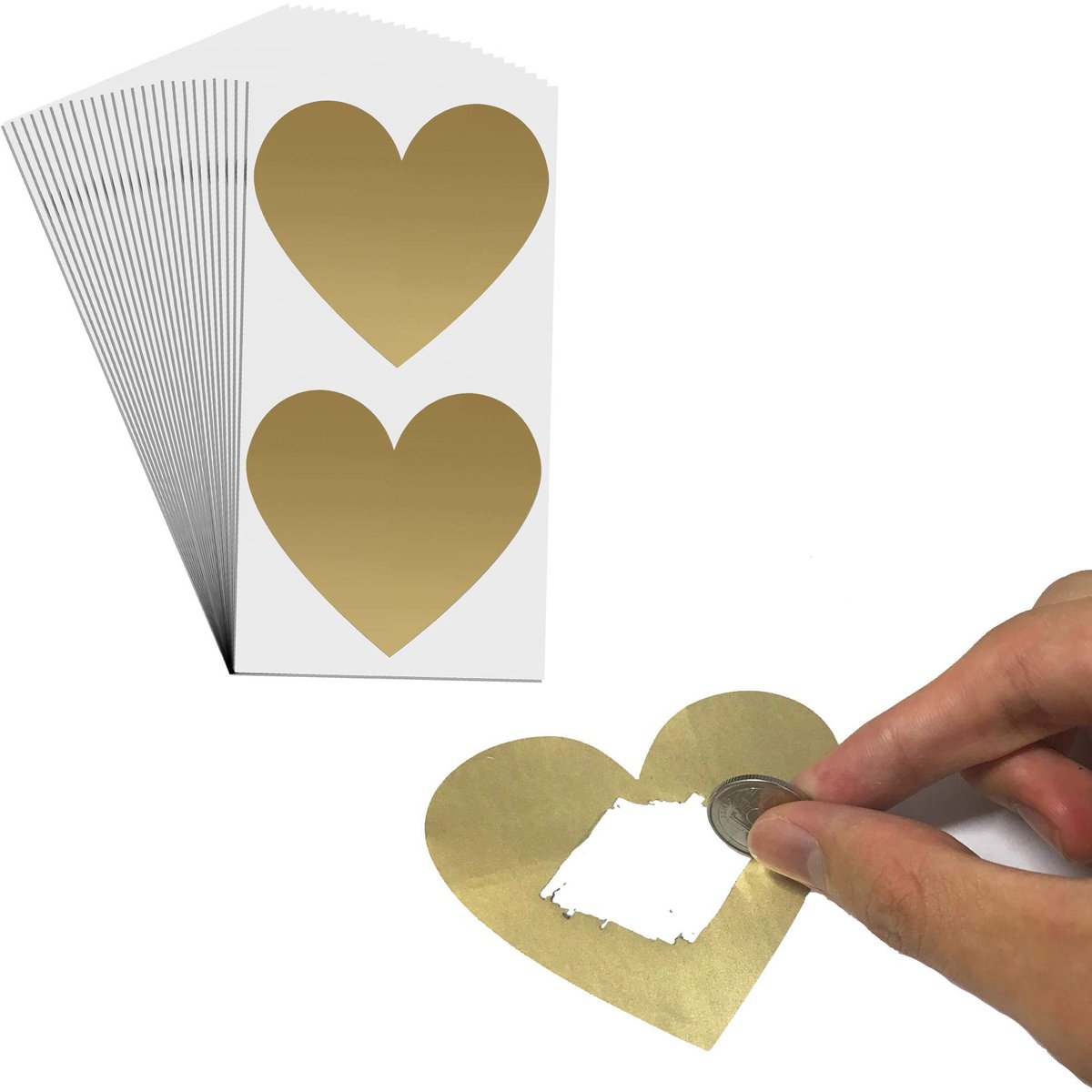 Dailygoods- Krasstickers 50 Stuks - Gouden Hart - 80 x 70mm - Krasloten Maken - Perfect voor Verjaardagen - Eenvoudig Schrijven en Plakken