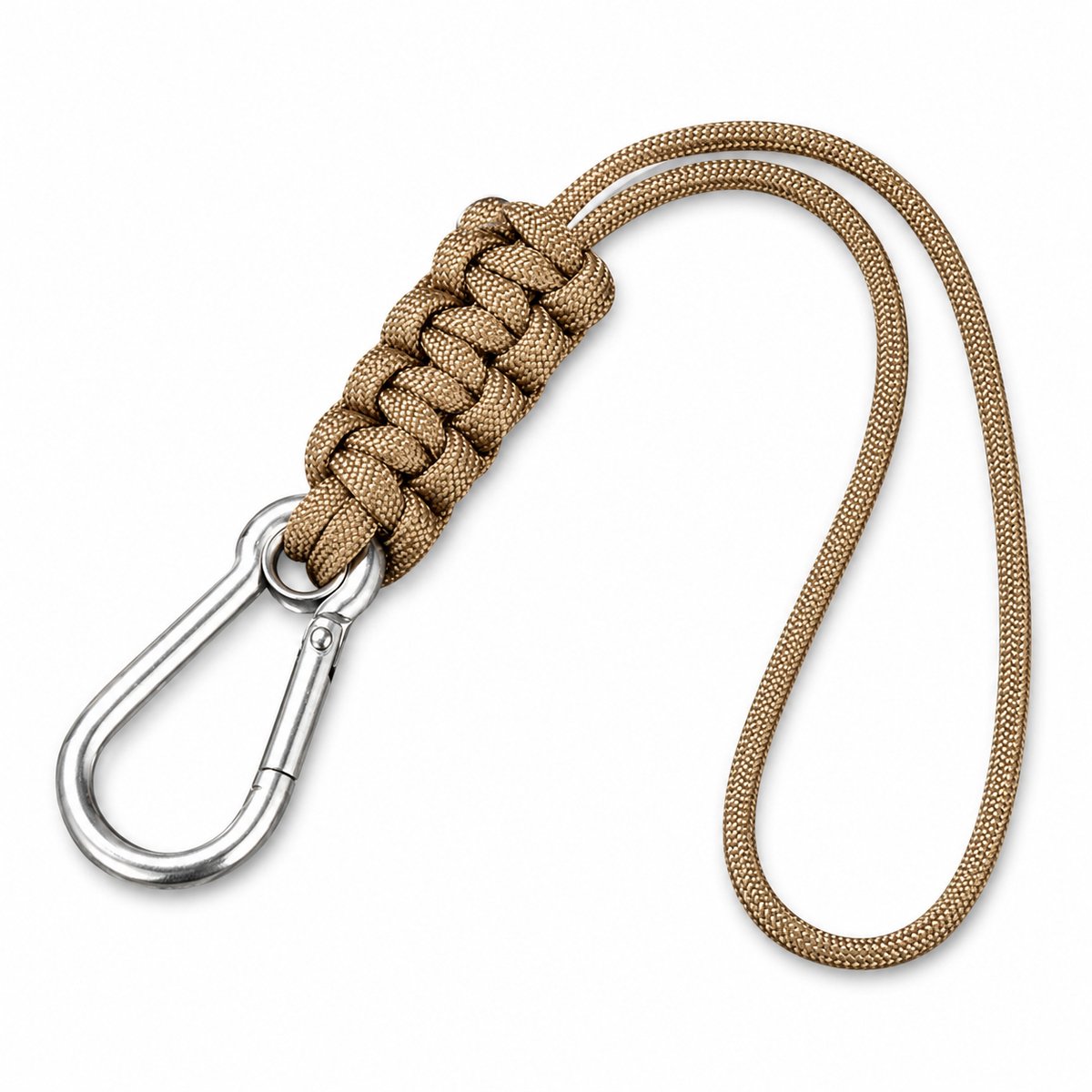 Travel Cords Paracord Keycord Khaki – Sleutelhanger met Karabijnhaak – Polskoord voor Autosleutels, Telefoon en Pasjes