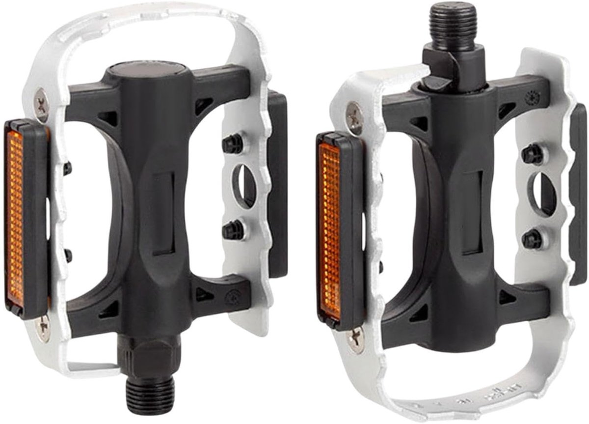 Fietsplatformpedalen - Brede voetsteun - Veilig Fietsen - Dubbelzijdige noppen - 118 cm breed - Zilver