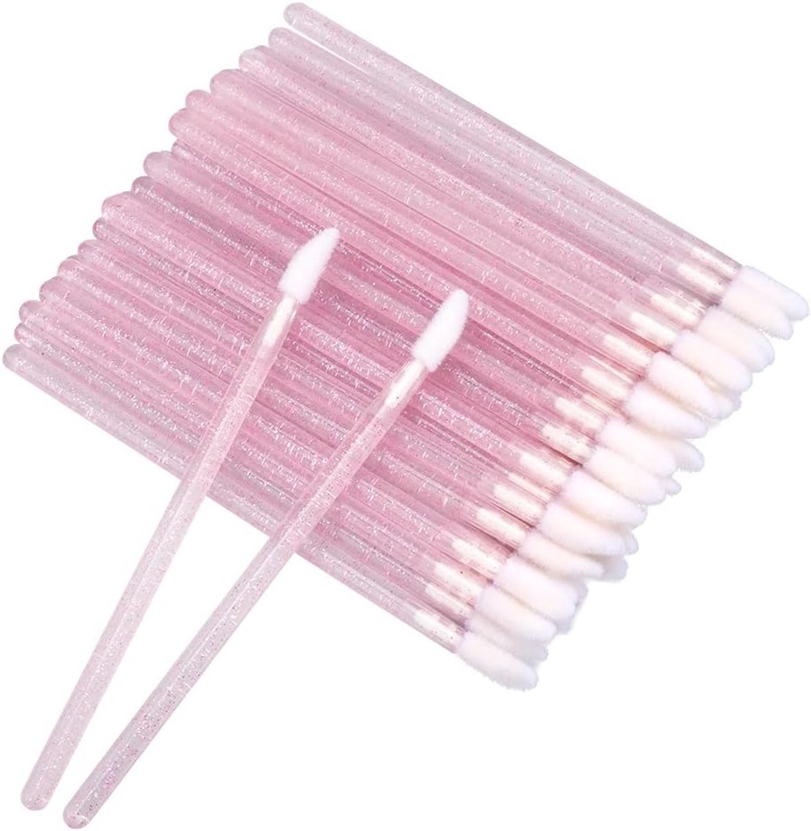 100 Stuks Lipborstels - Roze Lippenstiften - Kristallen Lippenstift Applicators voor Lippen, Ogen en Make-up Toepassing