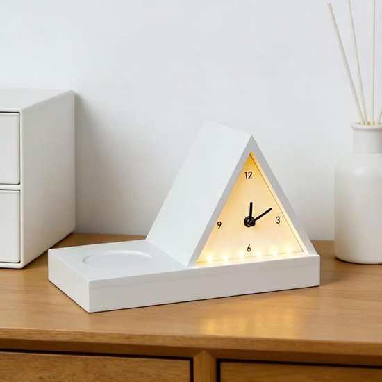 Lichtwekker Bureau Organizer - Nachtkastje Klok - Ontspannen Lezen - Ruimtebesparend Ontwerp - 30 x 18 cm - Wit — afbeelding 5