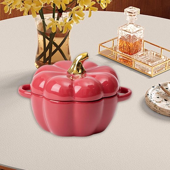 Pompoen Pan - Casserole Kom - Desserts Maken - Uniek Ontwerp - 450 ml Inhoud - Rood — afbeelding 2