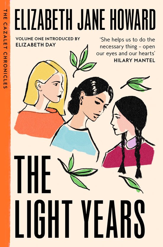 Boekomslag van 'The Light Years' met illustratie van drie vrouwenhoofden en bladeren. Titel: The Light Years.
