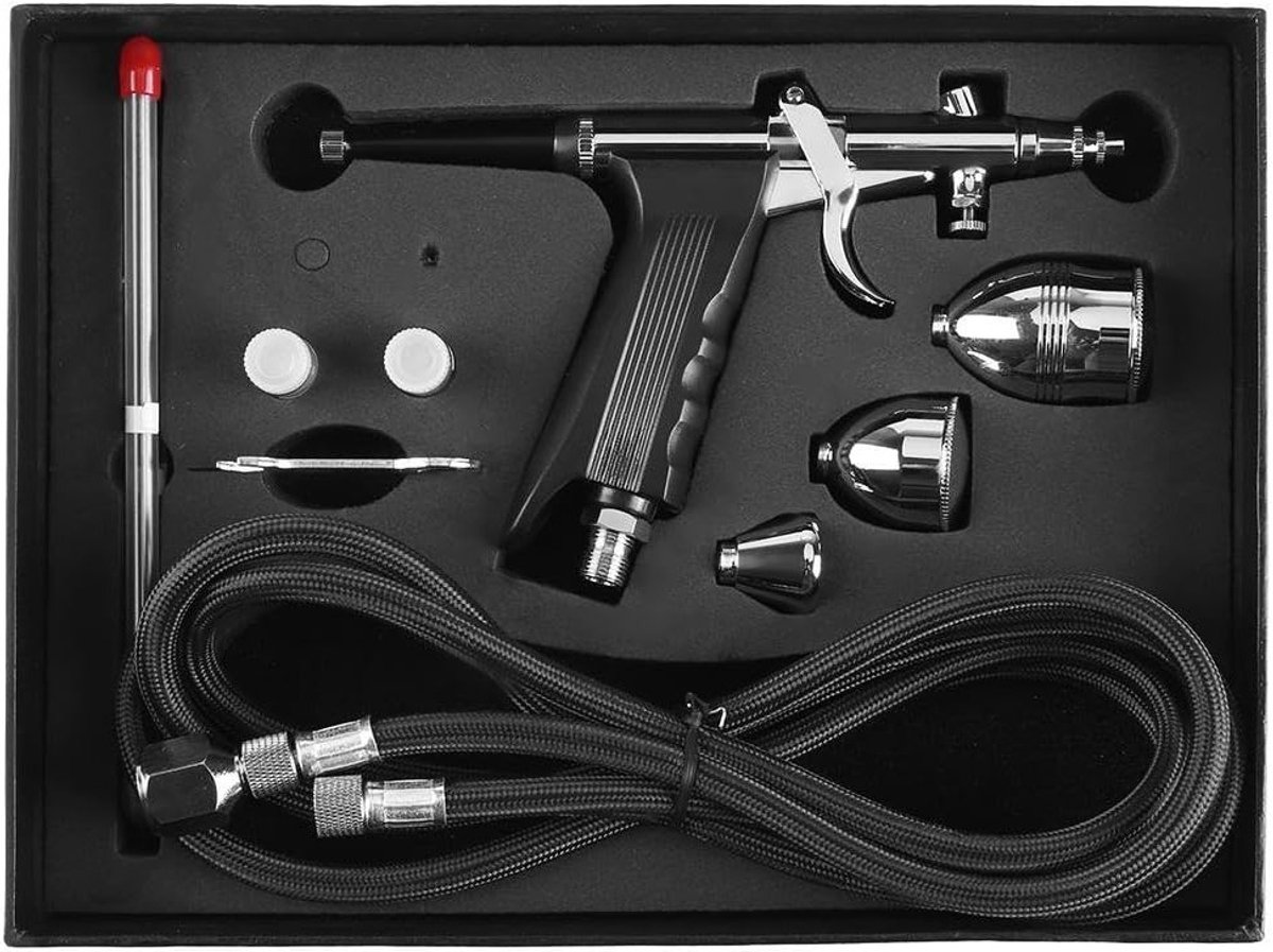 Multi-functionele airbrush set met 0.3mm, 0.5mm en 0.8mm nozzles en cups voor precisieverf en kunstprojecten