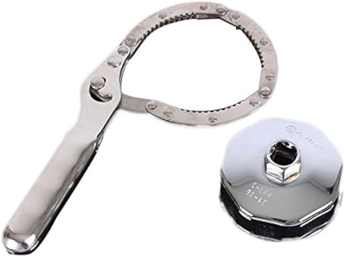 Cap-Type aluminium oliefiltersleutel - gereedschap - 7,4 cm 14 fluit - oliefilter socket remover - geschikt voor auto's - zwart - oliefiltergereedschap