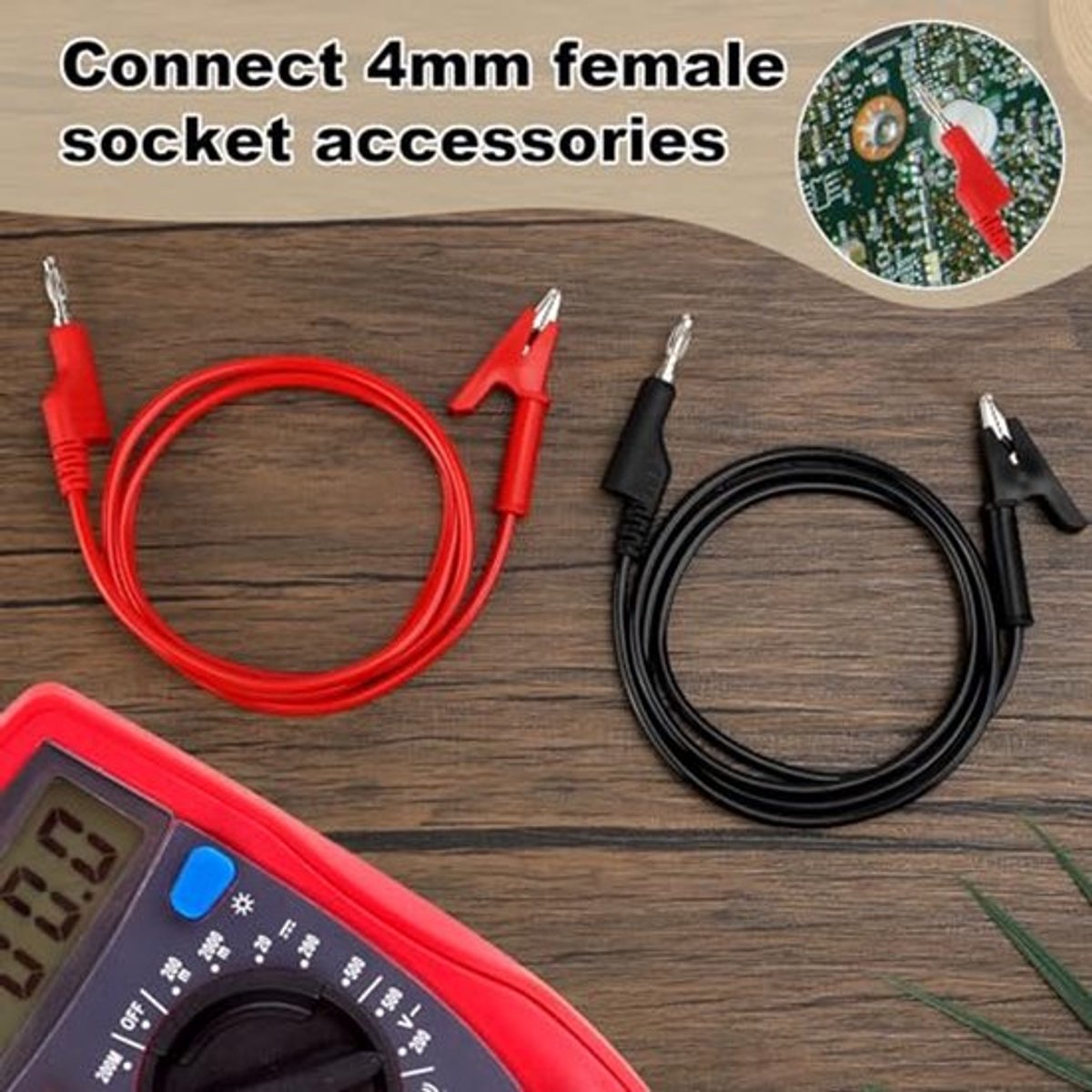 2 stuks multimeter banaanstekker naar krokodillenklem testprobe, 4 mm stapelbare meetkabel 1 m lange draad voor elektrische tests 1000 V 10 A multimeter