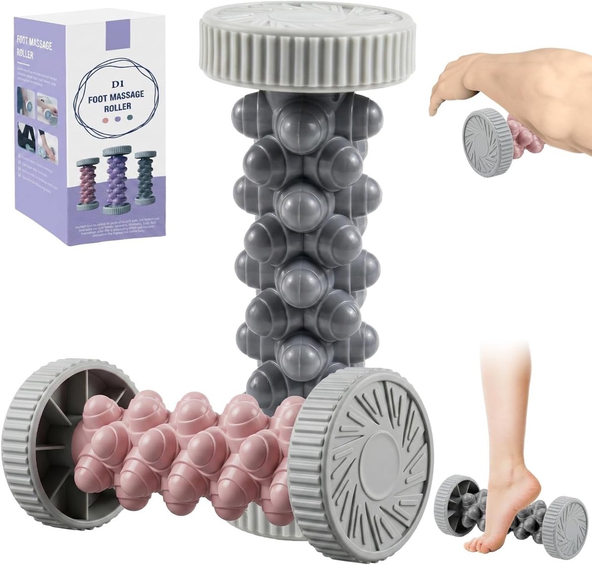 Ontspannende voetmassageroller voor verlichting van voetpijn, ideaal bij plantaire fasciitis, platte voeten en vermoeide voeten, perfect voor thuis en op kantoor
