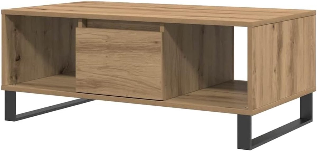 Salontafel - Koffietafel bijzettafel - Woonkamer organiseren - Veel opbergruimte - 90 x 50 x 365 cm - Artisan eiken