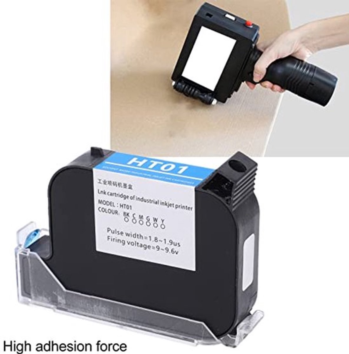 Inkjetprinterinktcartridge, HT01 42ML Draagbare Printerinktcartridge, Sneldrogende Inkjetprintercartridge Vervanging 12,7 Mm, Inkjetprinterinkt (BLACK)