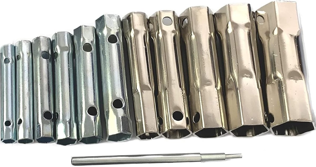Set van 12 Draadloze Steeksleutels, Dubbelzijdige Steeksleutelset voor Loodgieters, Moeren en Kranen, 8-37 mm