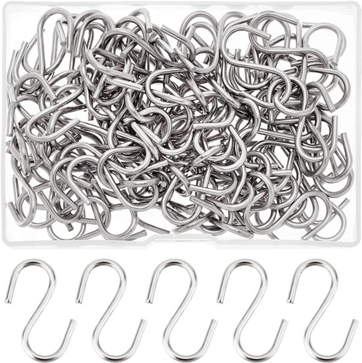 - Mini S Haken Connectoren - DIY Ambachten - RVS Kleur - 27x12x2mm - 304 RVS - Geschikt voor PandaHall Elite.