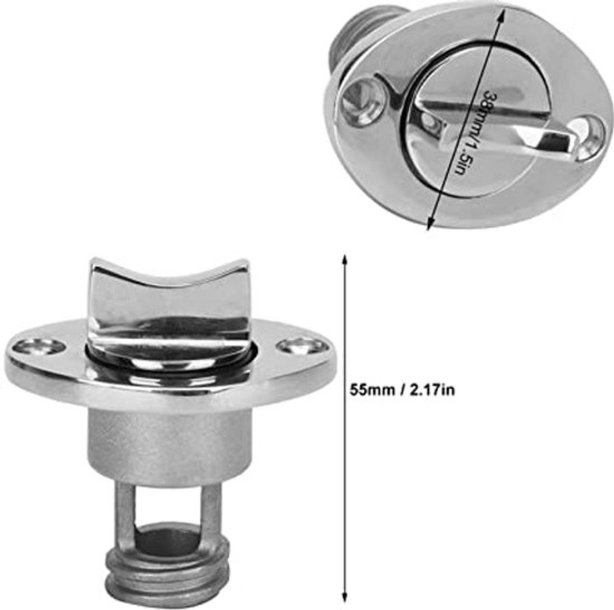 Aftapplug, 316 Roestvrijstalen Ovale Captive Boot Plug, voor 1 " Diameter Gat 3/4" NPT Threads Marine Yacht Boot