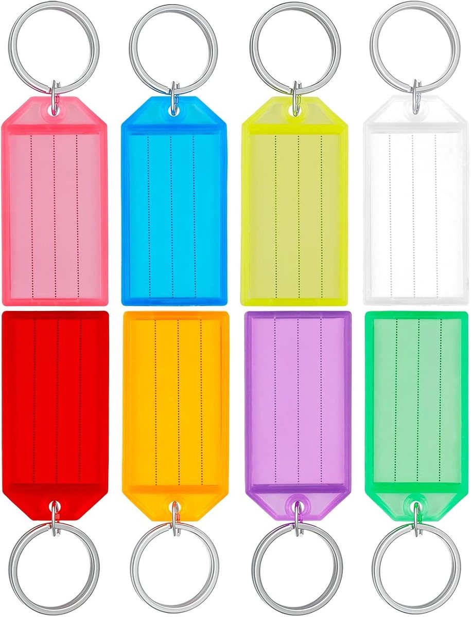 200 Stuks Sleutellabels 5 cm van Zacht Plastic met Lege Papieren Labels en Beschermfolie - Flexibele Identifiers in 10 Kleuren voor Sleutels en Organisatie