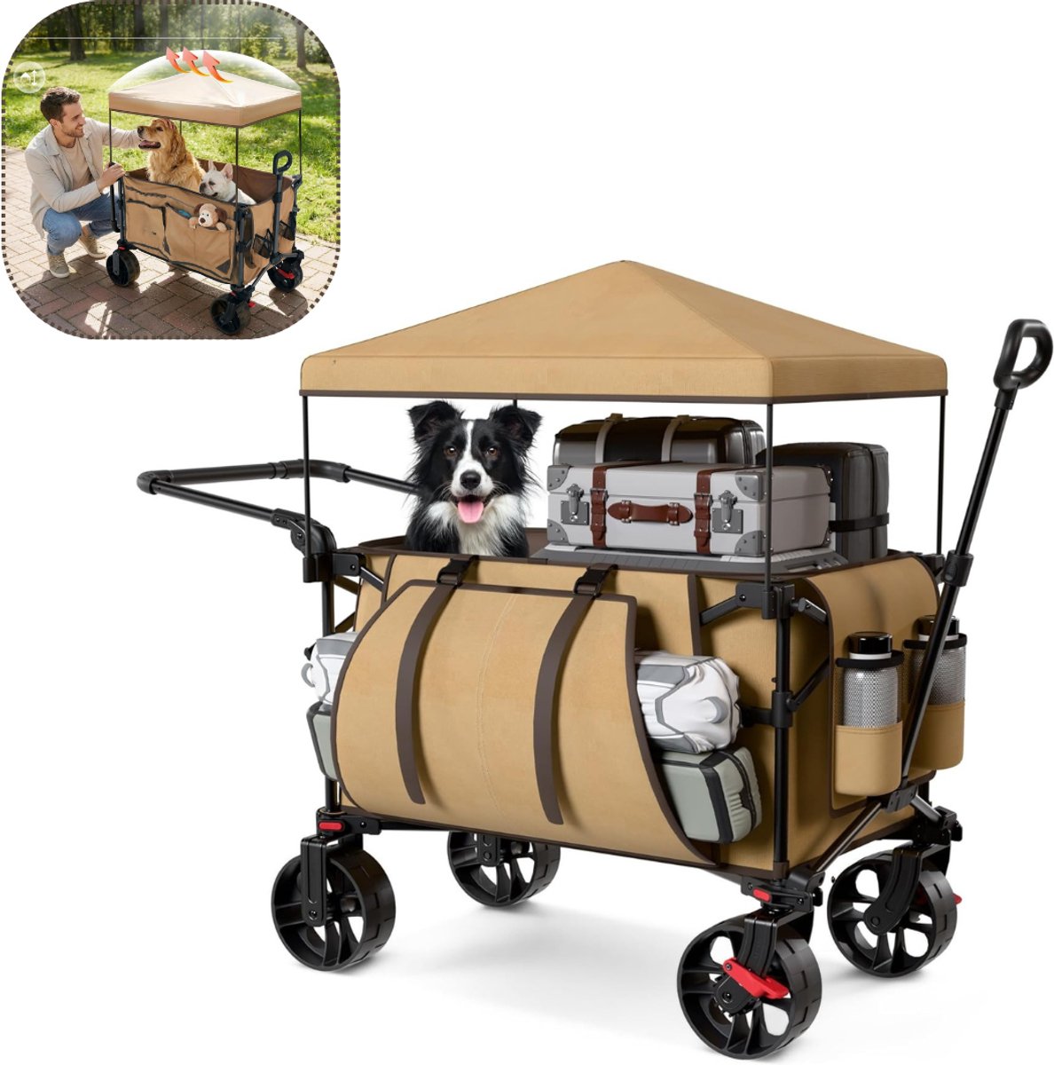 CLVP® Bolderkar Opvouwbaar Luchtbanden - Strandwagen - Bolderwagen