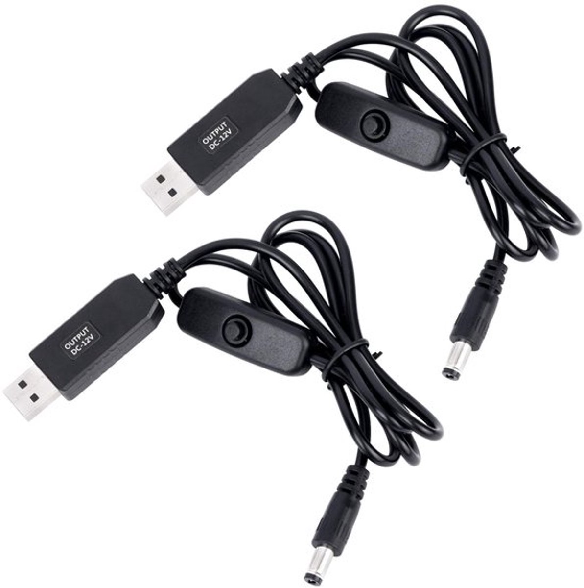 stuks 12V USB-voedingsadapterkabels, ingebouwde schakelaar DC 5V naar DC 12V USB-spanningsversterker/converterkabel, bestand tegen herhaaldelijk buigen, USB naar 12V DC-voedingskabel voor autocamera