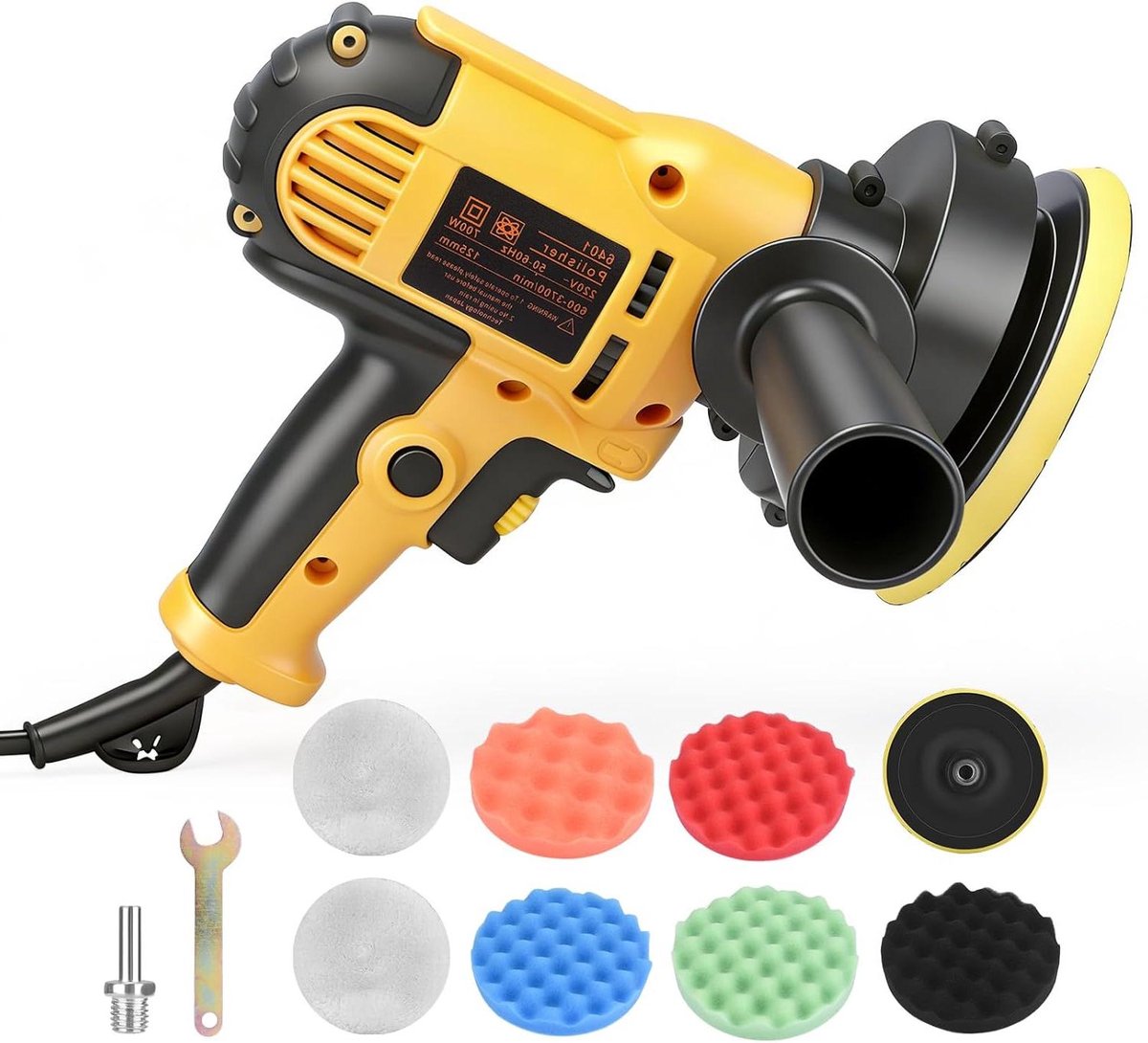 Polijstmachine Auto - Schuurmachine Polijster - Auto Oppervlak Behandelen - 6 Variabele Snelheden - 125 mm Schijf - Zwart