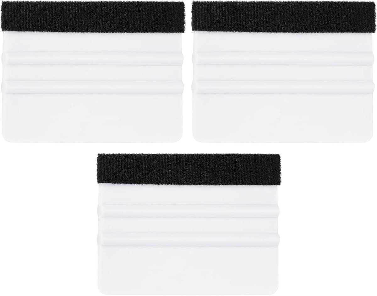 Vinyl Rakel - Sticker Schraper - Folies Aanbrengen - Met Vilten Rand - 10 x 7.6 cm - Wit